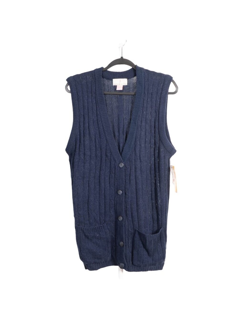 VTG Sweater Vest S Womens Knit Buttons Pockets 90s Academia Long Cottagecore NEW